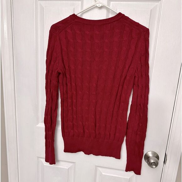 GAP Red Crew Neck Cable Knit Sweater 55% Cotton  Size Medium - Picture 2 of 6